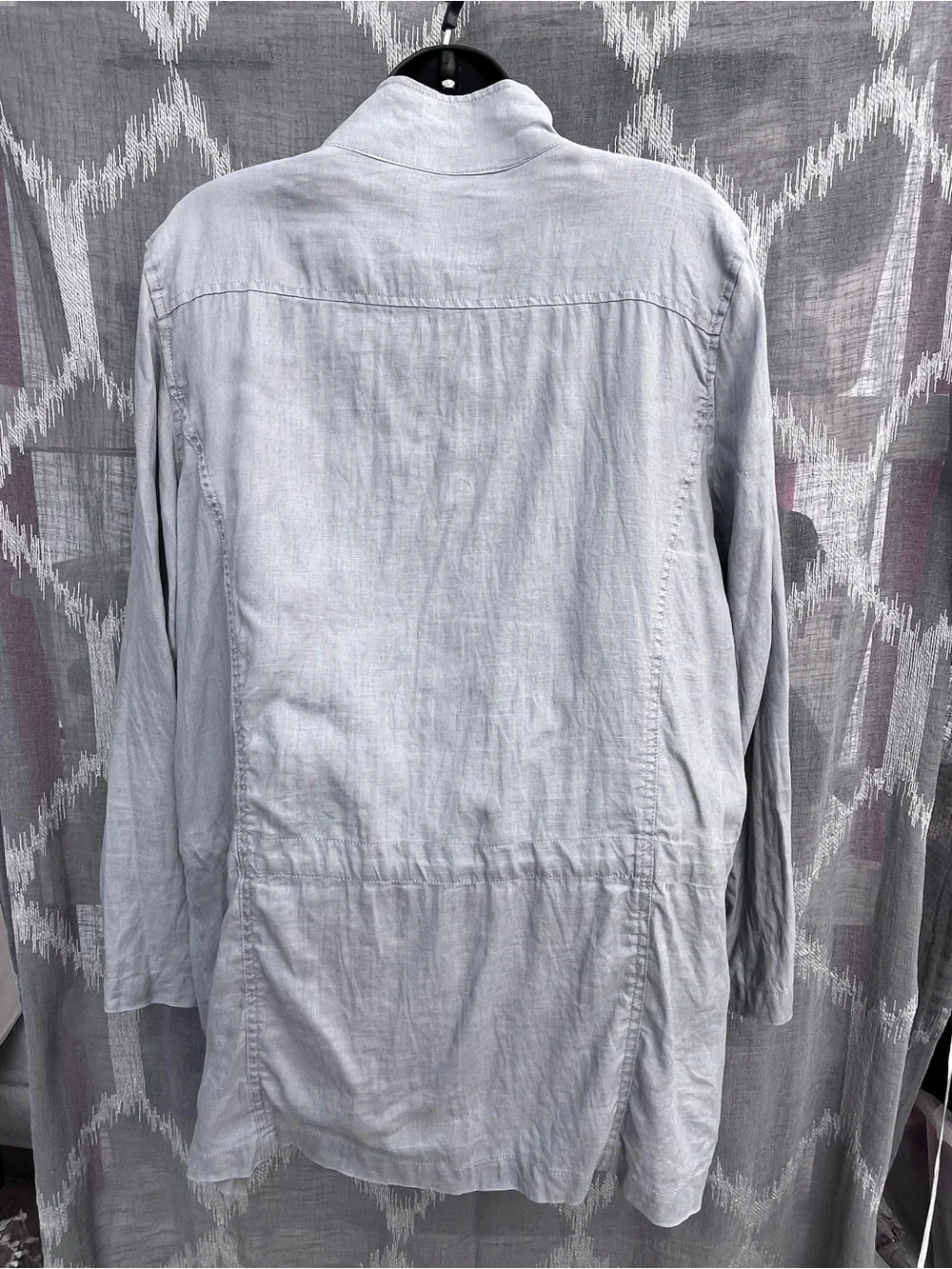 Artisan Ny Light Gray Linen Jacket with Stand Collar